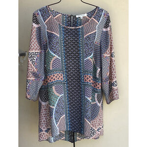 Rose & Olive Tunic Top Womens Sz 1X Hi Low W/Back Keyhole & Slit BOHO Flowy